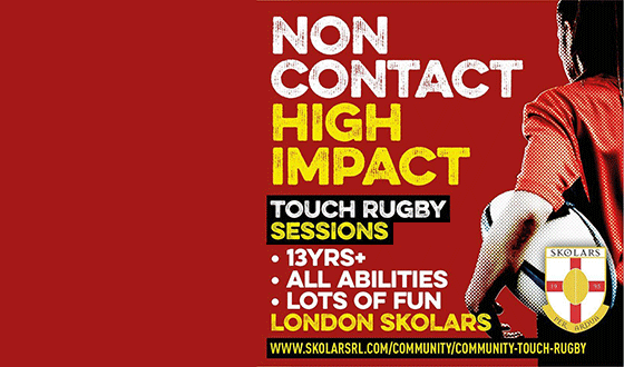 Touch Rugby sessions - every Wednesday at New River Sports Centre.