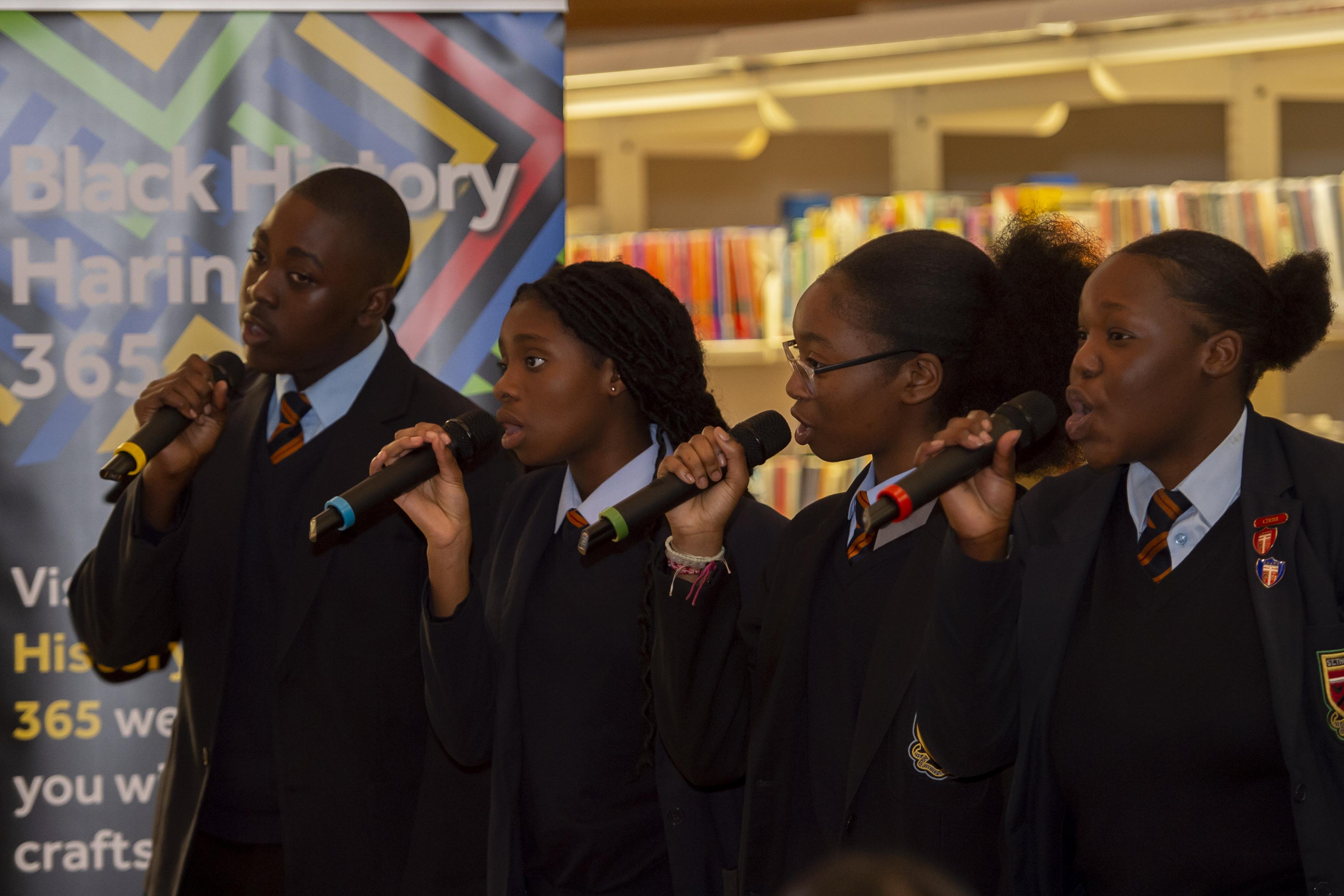 Pupils from St Thomas More Catholic School performing at our Black History Haringey launch event