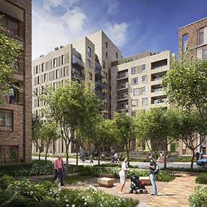 Clarendon Gas Works - artists impression of a pocket park within the housing