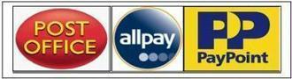 Post Office, all pay and Pay Point logos