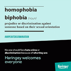 homophobia biphobia prejudice or discrimination against someone based on their sexual orientation #WIPEOUTDISCRIMINATION No one should face hate crime or discrimination because of who they are Haringey welcomes everyone