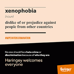 xenophobia (noun) dislike of or prejudice against people from other countries #WIPEOUTDISCRIMINATION No one should face hate crime or discrimination because of who they are Haringey welcomes everyone