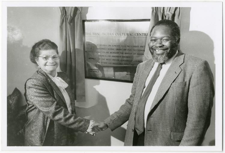 Photo of Bernie Grant opening the West Indian Cultural Centre