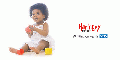 Child image with Haringey and NHS logos