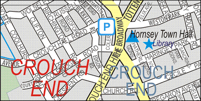 Location map of Crouch Hall road car park