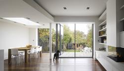 the light and airy minimalist interior to the extension at Glasslyn Road