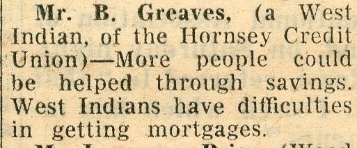 Reference to Blair Greaves and the Hornsey Credit Union 1968