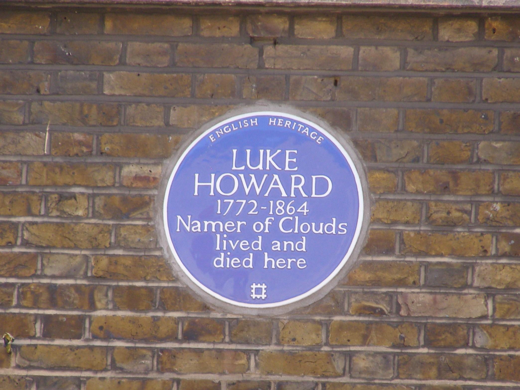 Luke Howard's blue plaque at his former home on Bruce Grove