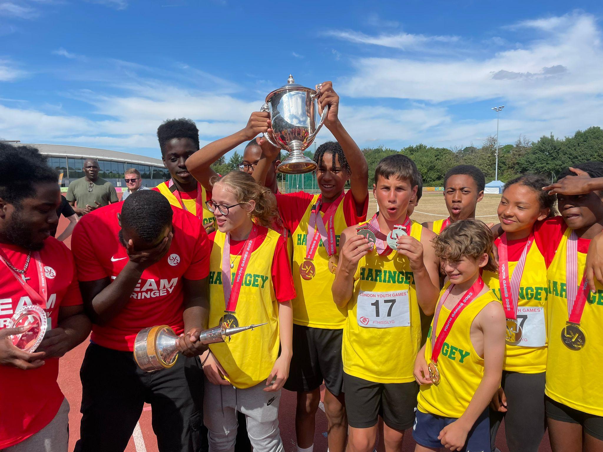 A picture of #TeamHaringey after they clinched London Youth Games glory for the very first time with victory in the prestigious Jubilee Trophy.