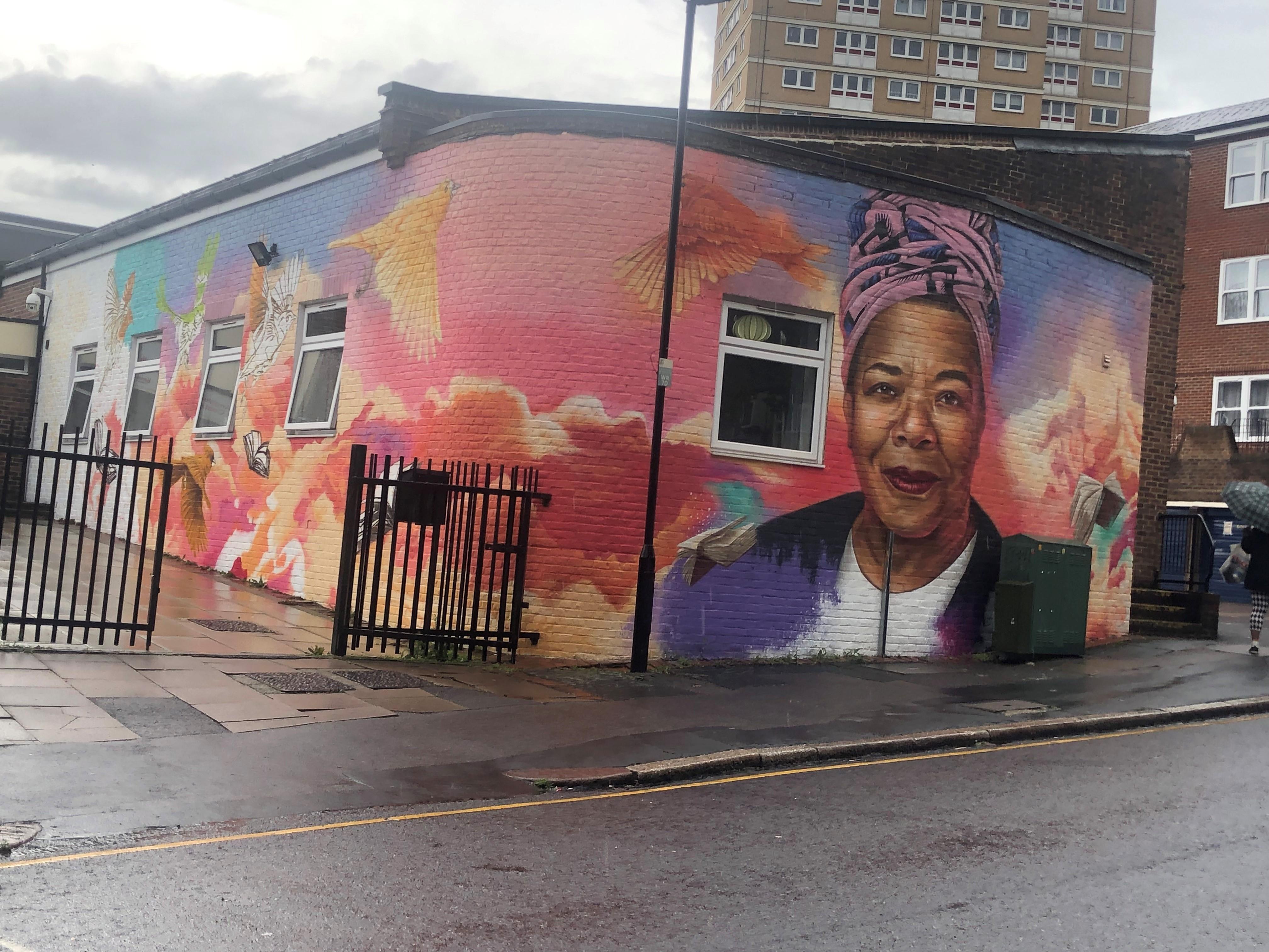 A picture of the Maya Angelou mural by WOSKerski.