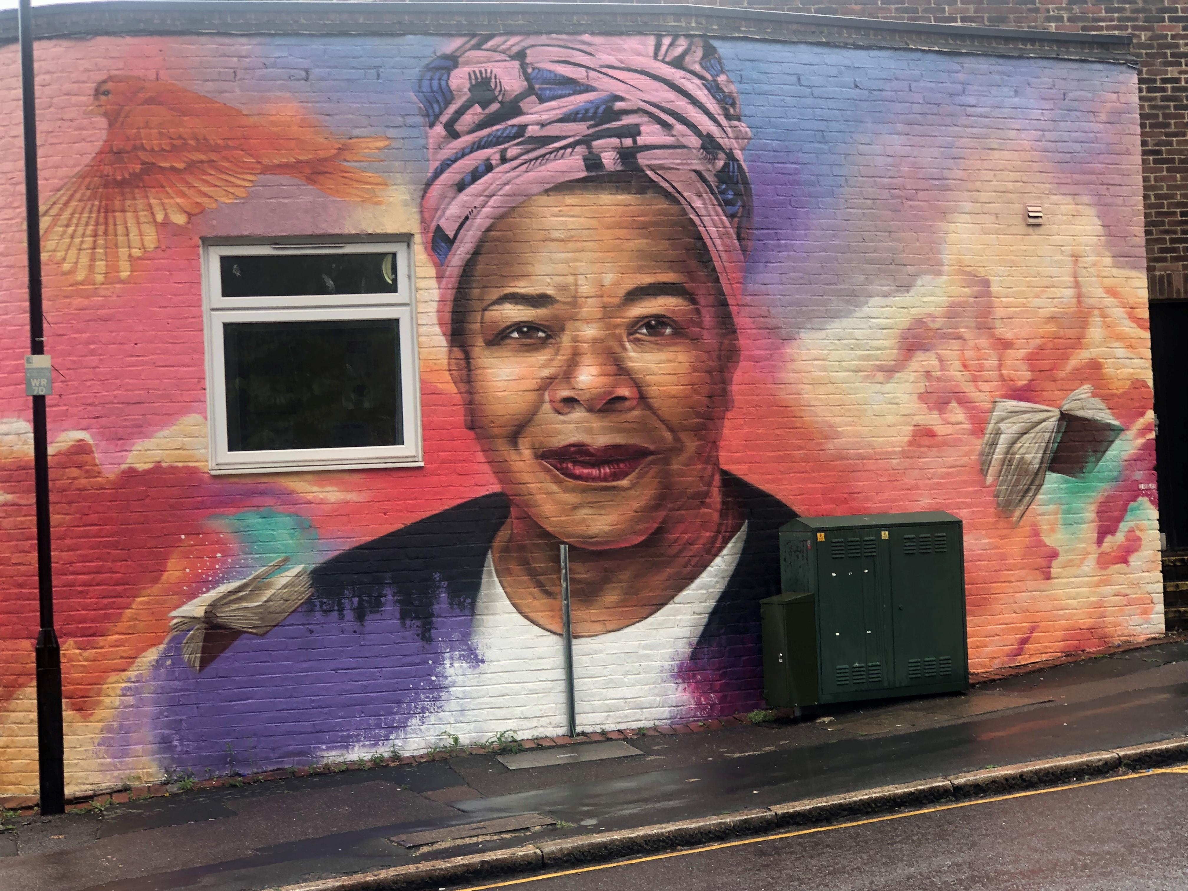 A picture of the Maya Angelou mural by WOSKerski.
