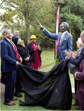 Brass statue of Oliver Tambo having just been unveiled in the park.