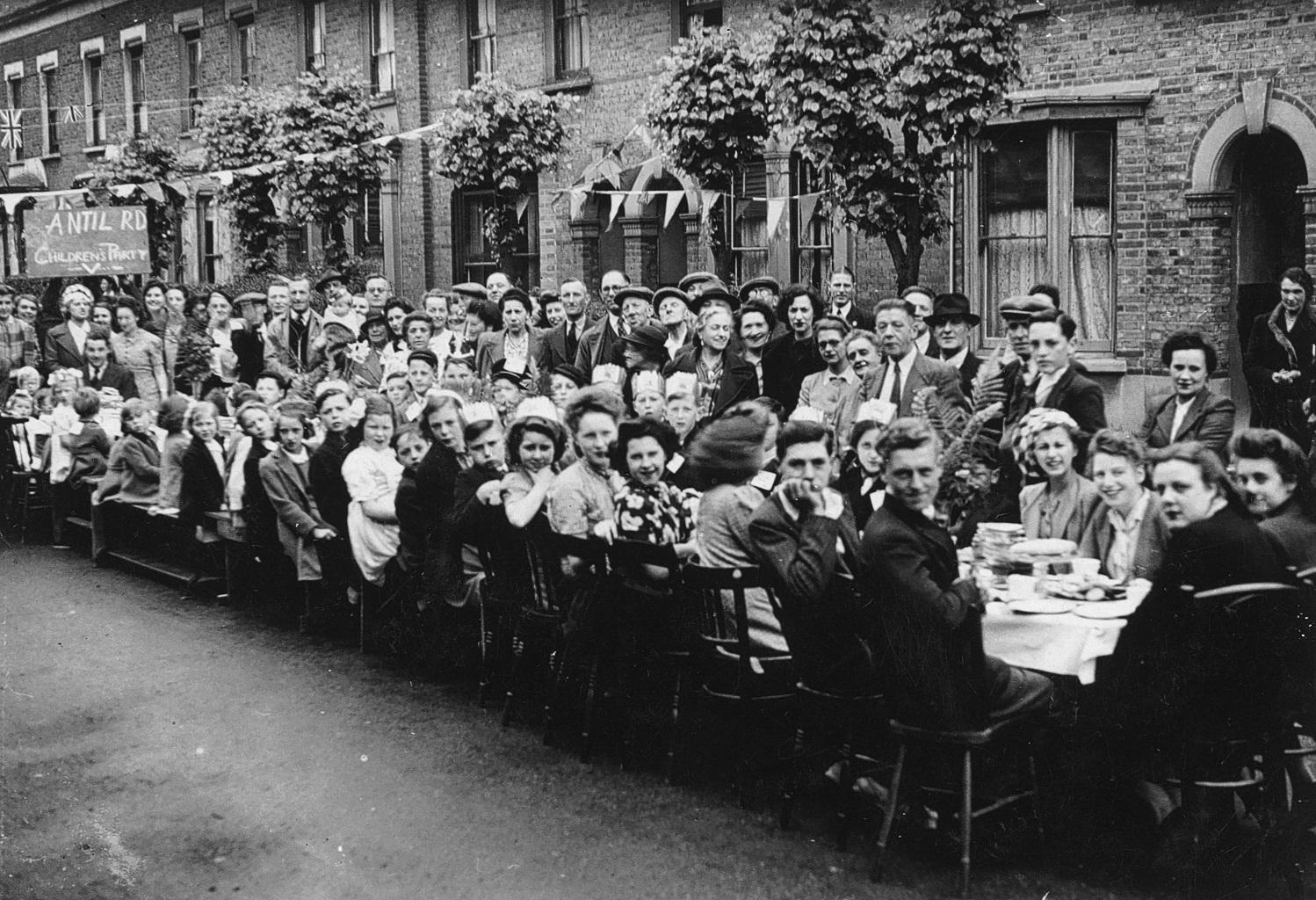 VE Day street party at Antill Road in Tottenham 1945