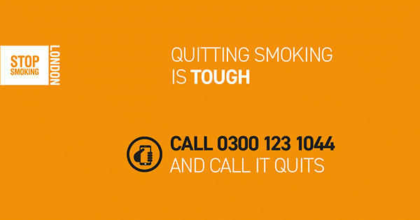 Stop Smoking London. Quitting smoking is tough. Call 0300 123 1044 and call it quits.
