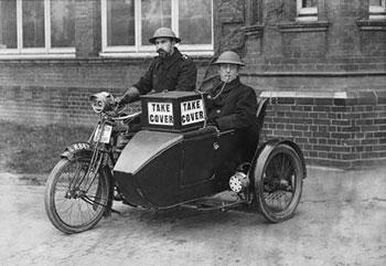 Special Police Constables equipped with a Royal Enfield sidecar