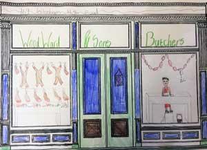 Drawing of a shop front