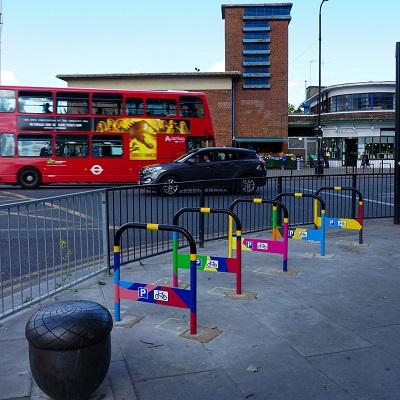 Cycle racks that have been redesigned at Turnpike Lane